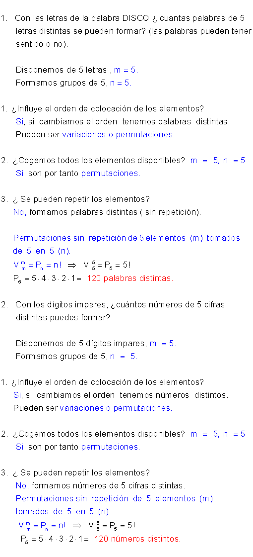 Ejemplos permutaciones con repetición.